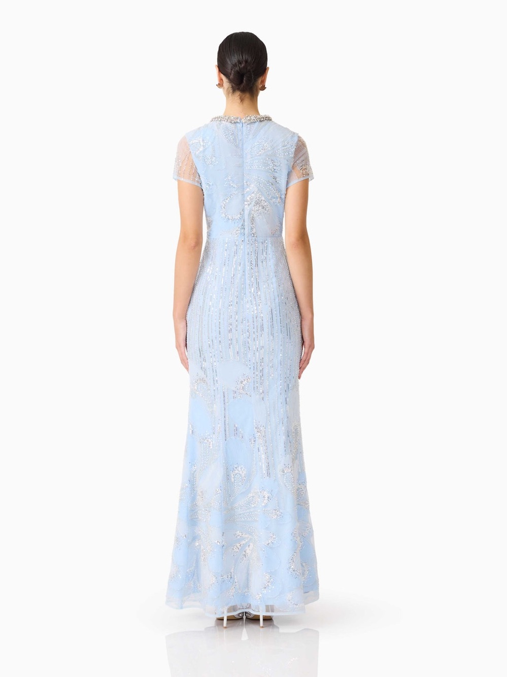 ELLIATT Annabelle Embellished Evening Gown Blue Wedding Guest Dress size S NWT - Picture 4 of 11